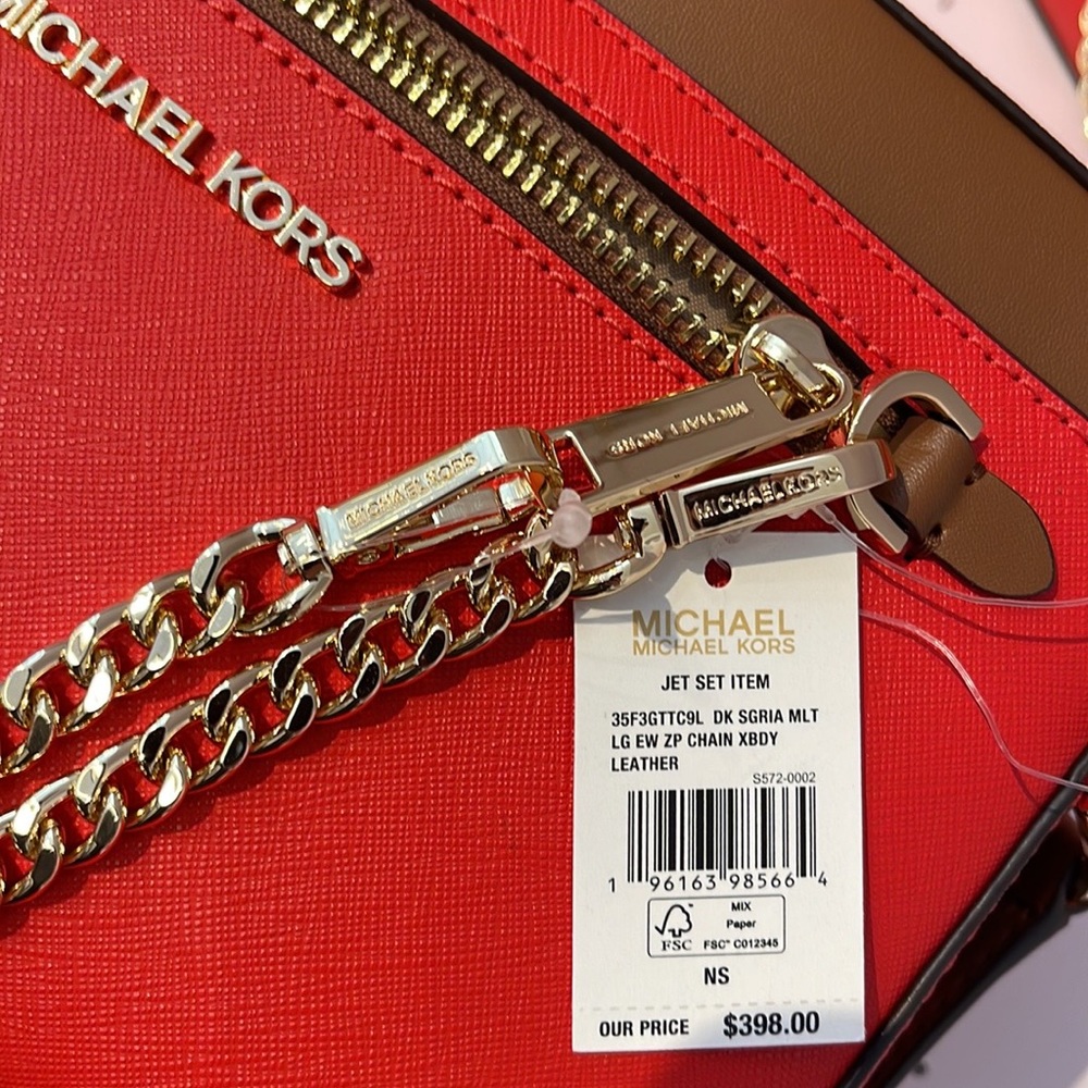 MICHAEL KORS 
Jet Set Item Large EW Zip Chain XBody Saffiano Leather Crossbody - Picture 10 of 16